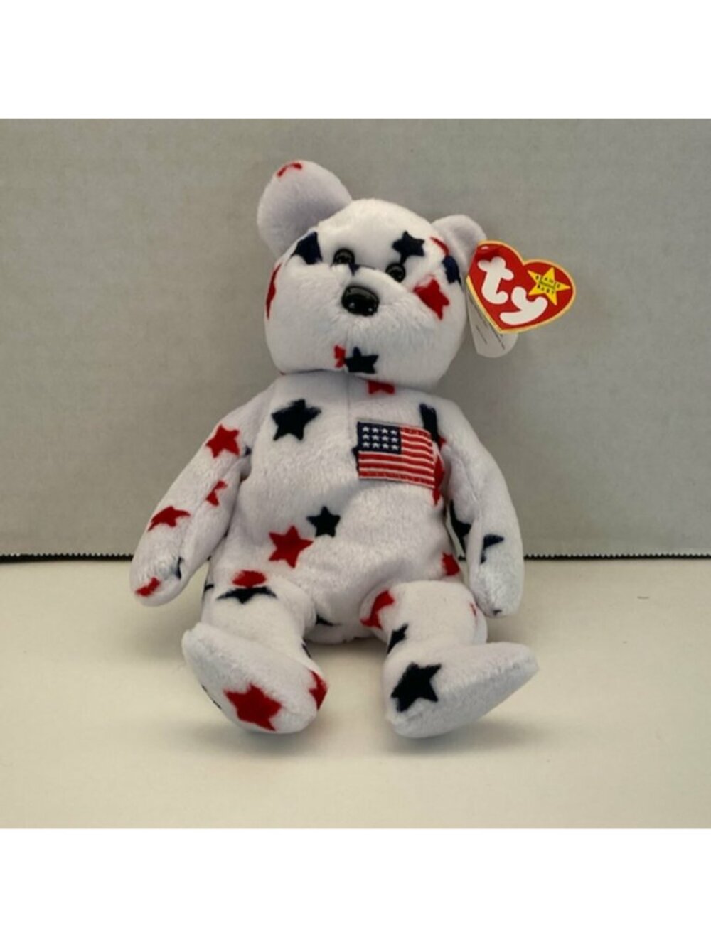 Retired 1997 TY Bear - All American US Bear - Glory In Plastic Case